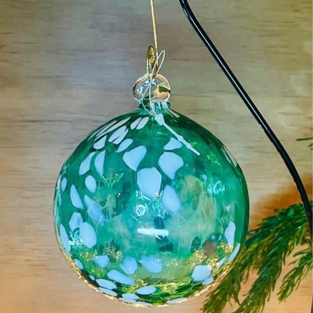 Handblown Murano Glass Witch Ball Ornament new with tags 3.5”
